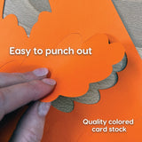 Craft projects with fall shapes—pumpkin, apple, and leaf paper cutouts for autumn activities and fall DIY crafts.