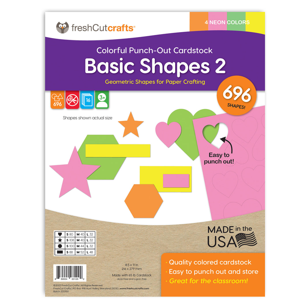 Basic Shapes 2 Neon Colors – Hearts, Stars, Hexagons, Rectangles