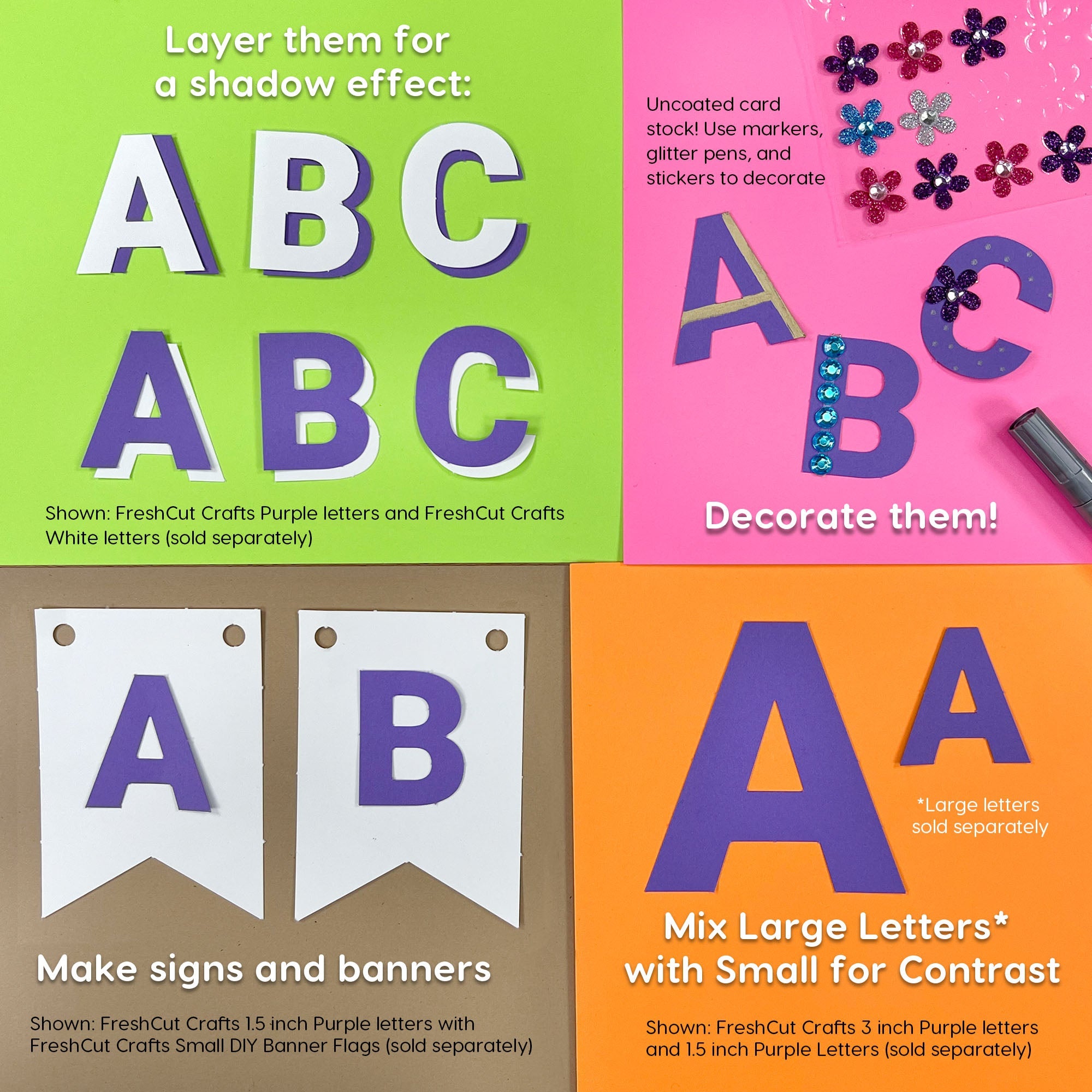 Pre-cut alphabet letters and numbers—no scissors needed for quick and easy crafts.