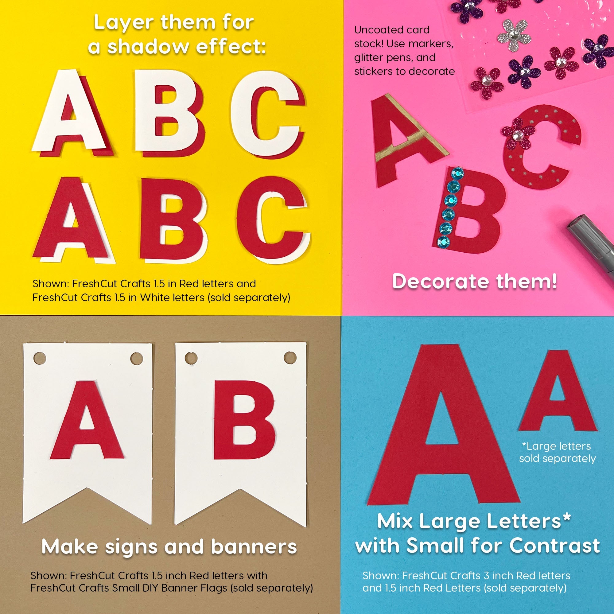 Pre-cut alphabet letters and numbers—no scissors needed for quick and easy crafts.
