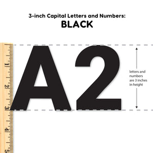 Black 3 in. Capital Alphabet Letters, Numbers, Punctuation