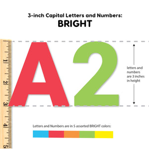 Bright 3 in. Capital Alphabet Letters, Numbers, Punctuation