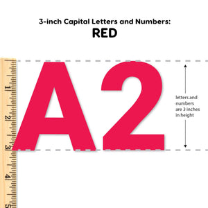 Red 3 in. Capital Alphabet Letters, Numbers, Punctuation