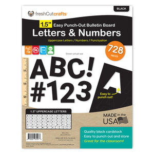 Black 1.5 in. Capital Alphabet Letters, Numbers, Punctuation