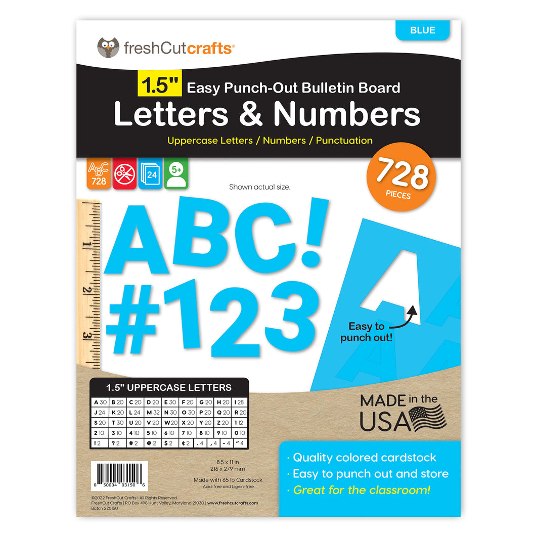 Blue 1.5 in. Capital Alphabet Letters, Numbers, Punctuation