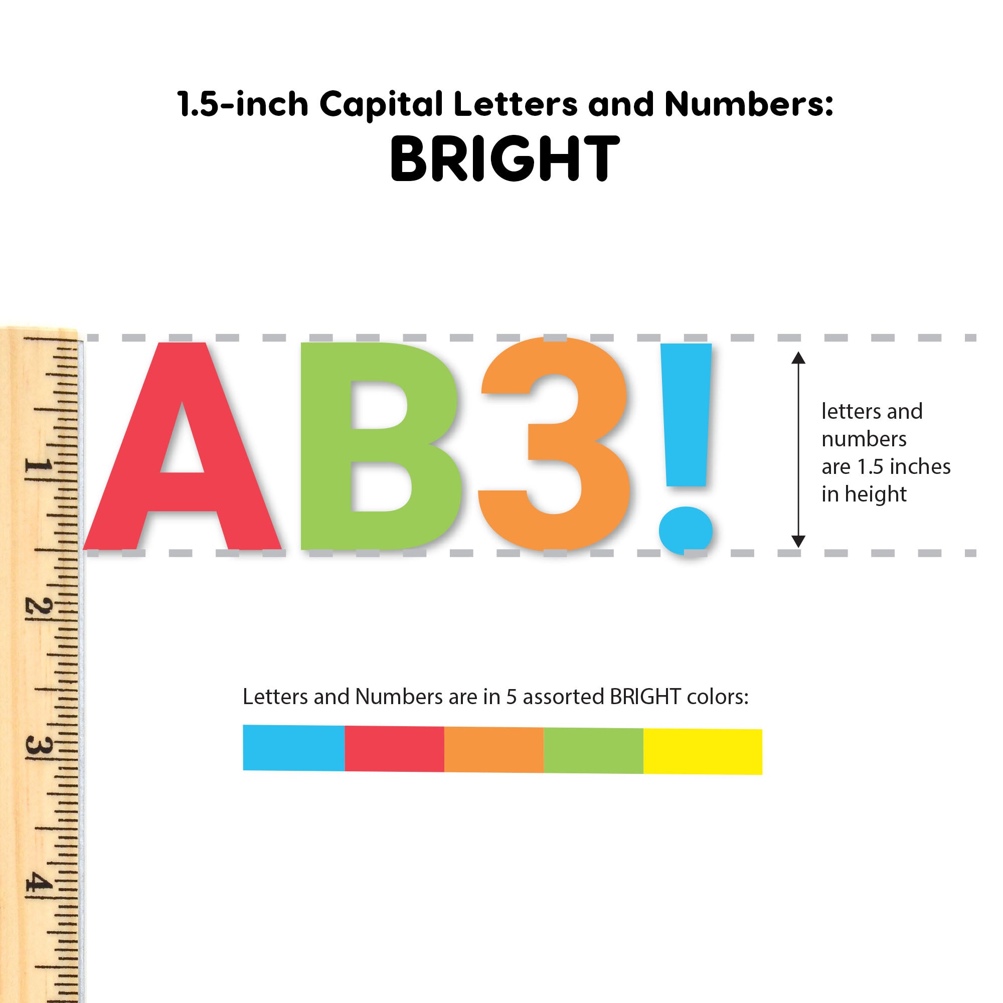 BRIGHT 1.5 in. Capital Alphabet Letters, Numbers, Punctuation ...