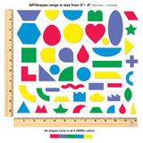 Paper art shapes in bright colors for crafting, decorating, and fun art designs.