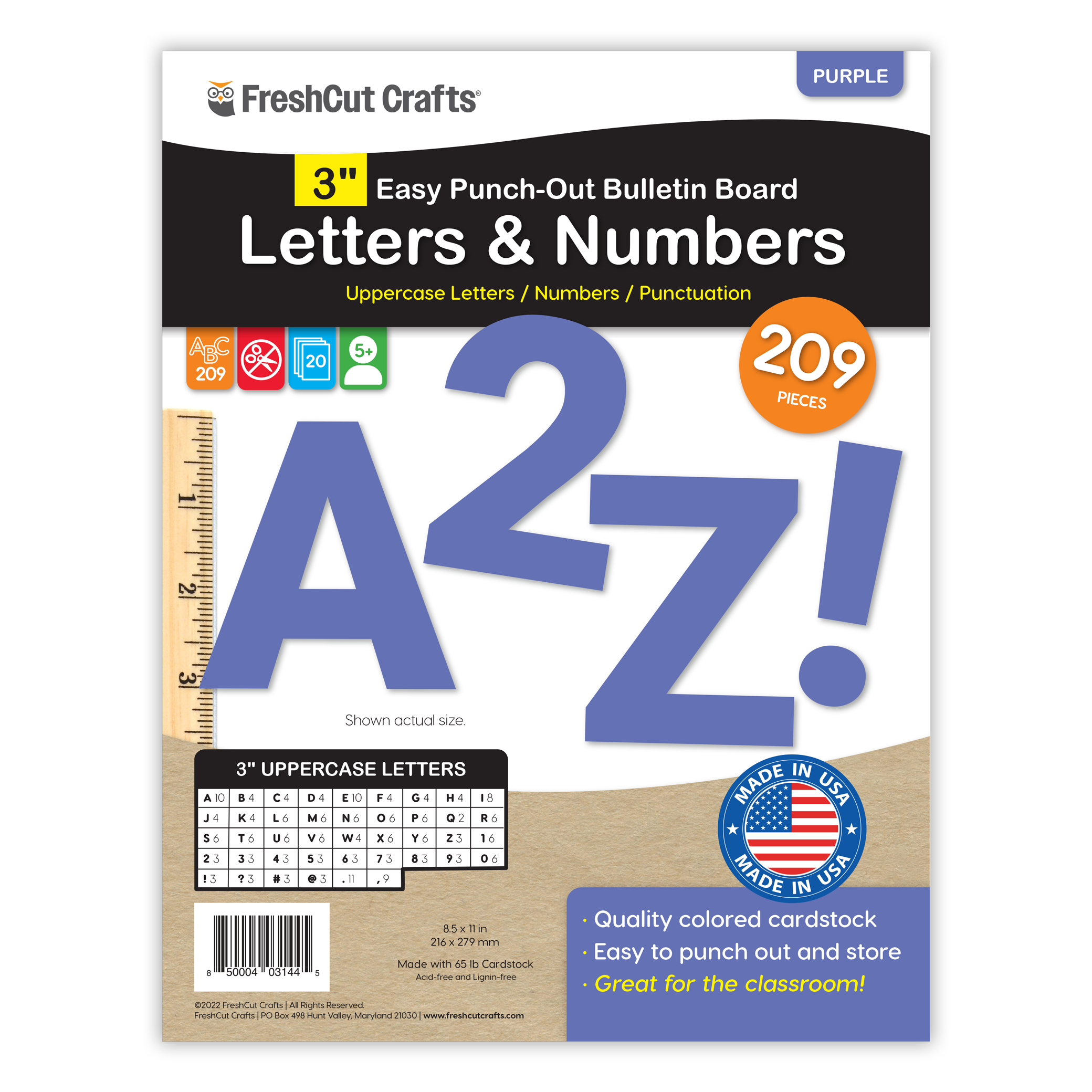 Versatile pre-cut alphabet and numbers set for letter-by-letter learning and creative projects.