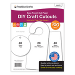 DIY craft kit with 100 paper cutouts—blank bookmarks, door hangers, and gift tags for creative paper crafts.
