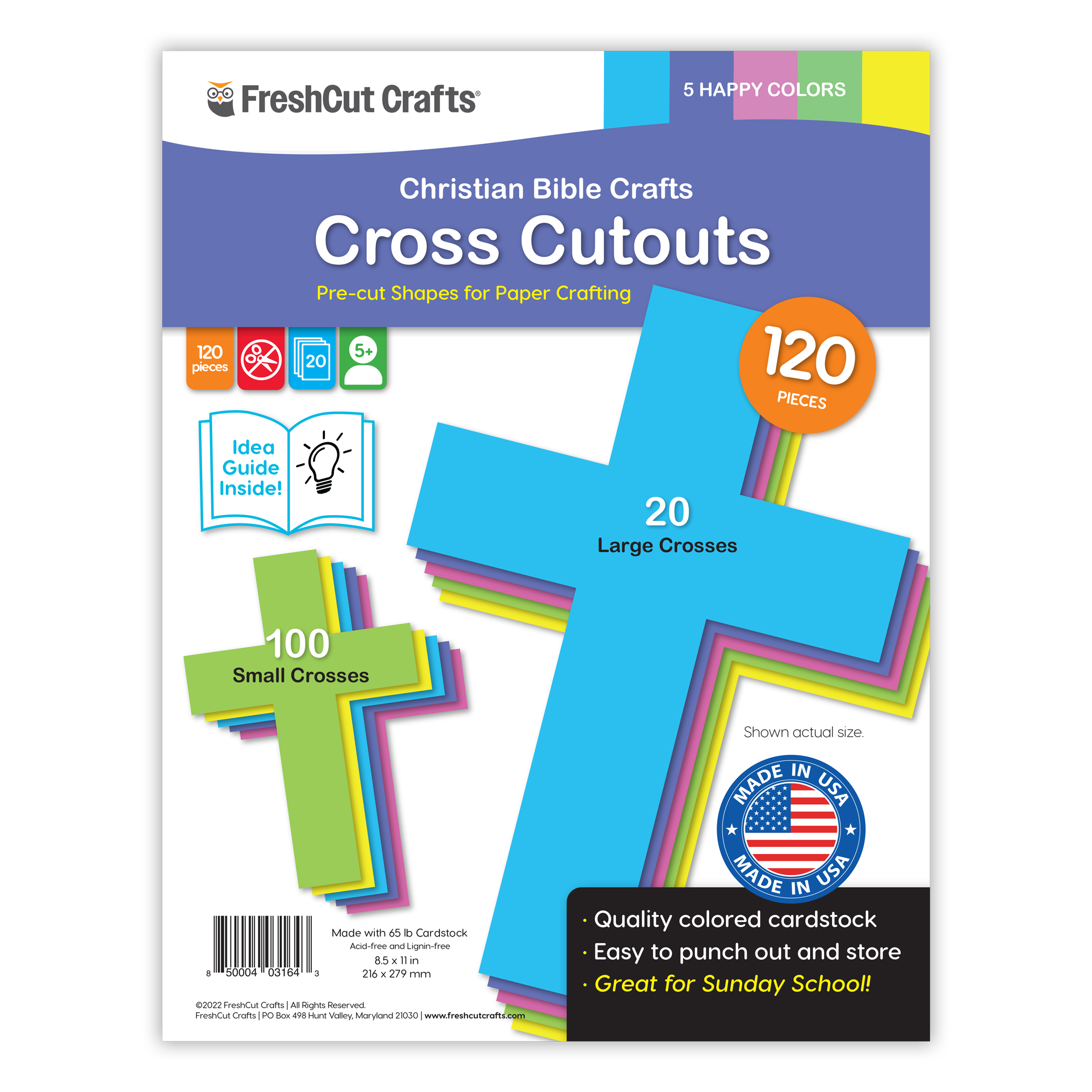 Crosses for crafts—100 colorful cross cutouts for DIY Christian and Bible crafts.