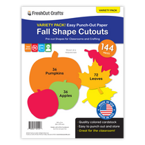 Fall shapes cutouts featuring leaves, pumpkins, and apples—perfect for fall crafts and autumn DIY decor.
