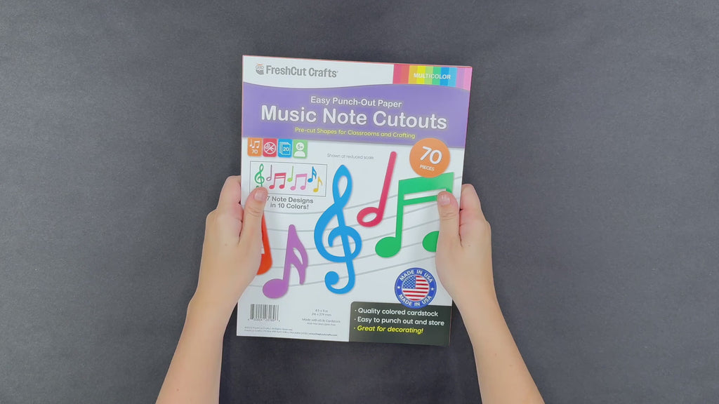 Multicolor music symbols—bright and colorful music note cutouts, great for enhancing music education and crafting with music notes and symbols