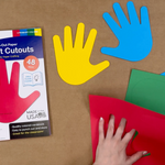 Handprint cutouts for DIY crafts—create fun handprint crafts for kids with this easy-to-use cutout set.