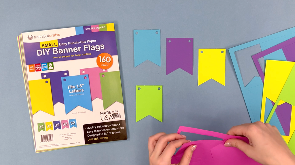 Design your own party banners with FreshCut’s small DIY banner flags—great for arts and crafts, birthday celebrations, and festive DIY projects.