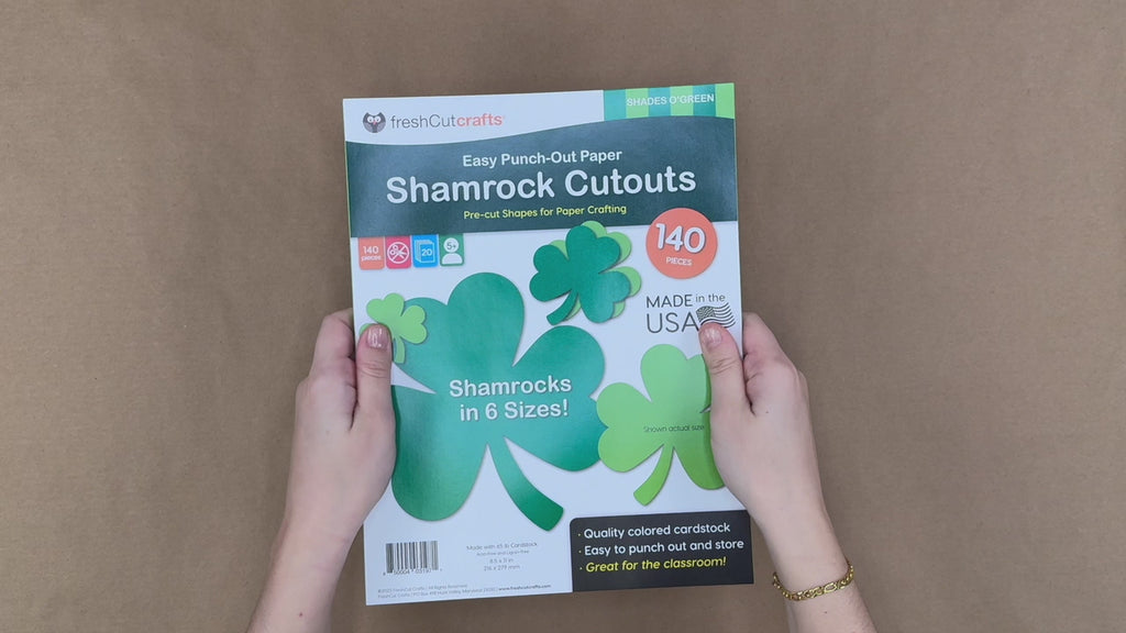 Shamrock shapes for St. Patrick's Day crafts—paper cutouts perfect for St. Patrick's Day decorations, bulletin boards, and crafts for kids.