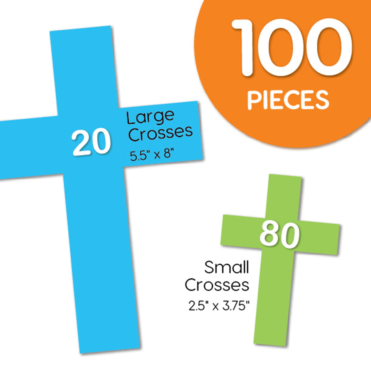 100 Pieces Cross Cutouts - Happy Colors – FreshCut Crafts