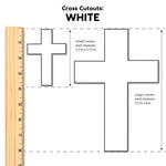 Versatile white cross cutouts for Bible crafts, religious art projects, and DIY craft kits—great for Easter, Christmas, and VBS activities.