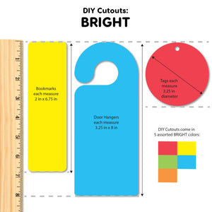 DIY Craft Cutouts 100 PCS Blank Bookmarks, Door Hangers, Gift Tags - Bright Colors