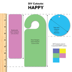 FreshCut Crafts | DIY Craft Cutouts 100 Pcs Blank Bookmarks, Door Hangers, Gift Tags, Happy Colors, US Made Card Stock Punch Out Paper Craft Cutouts
