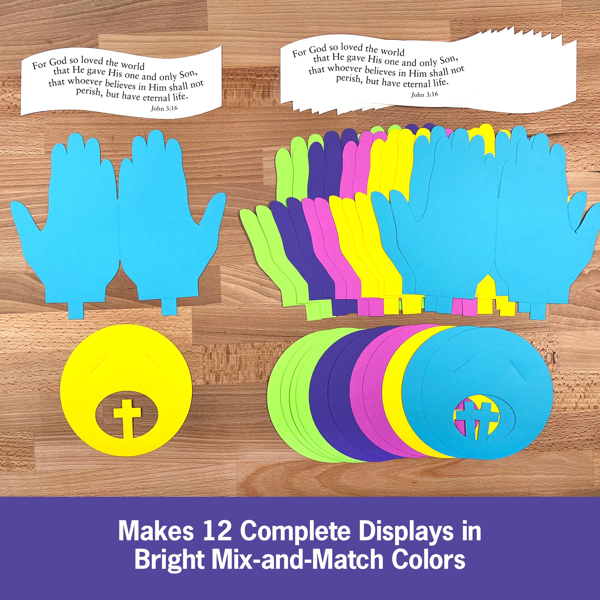 Easy Bible crafts—create John 3:16 verse crafts for kids with this Christian devotional craft kit, ideal for preschool and kindergarten.