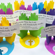 Load image into Gallery viewer, Psalm 139:14 (Fearfully and Wonderfully Made) Daily Devotional Colorful 3-D Punch-Out Paper Bible Craft Kit
